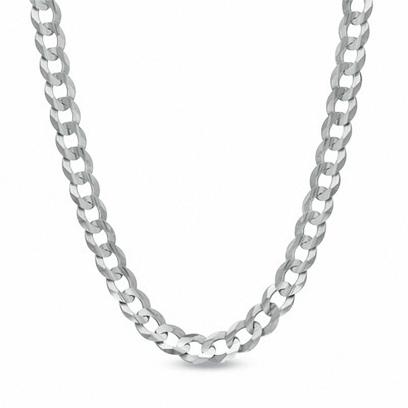 Solid Curb Chain Necklace 14K White Gold 20