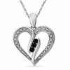Thumbnail Image 1 of 1/4 CT. T.W. Enhanced Black and White Diamond Heart Pendant in Sterling Silver