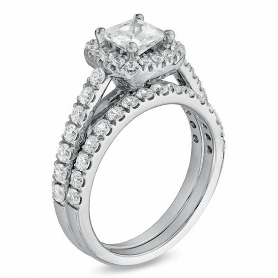 1-3/4 CT. T.w. Princess-Cut Diamond Frame Bridal Set in 14K White Gold