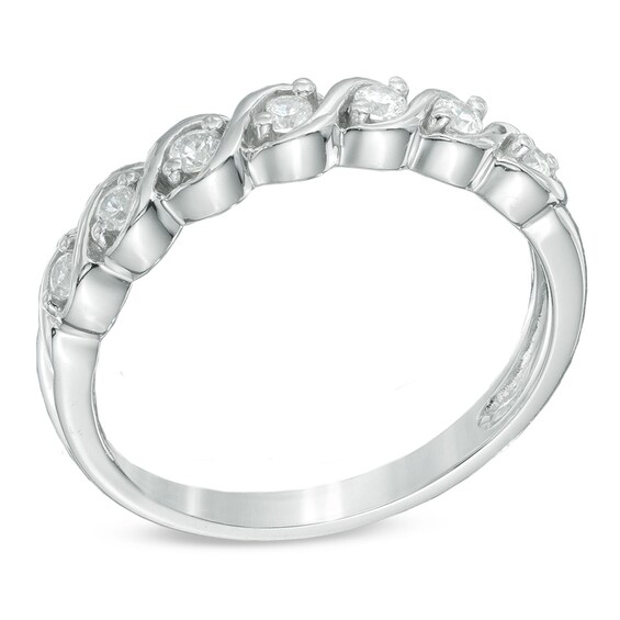 1/8 CT. T.w. Diamond Seven Stone "S" Anniversary Band in Sterling Silver