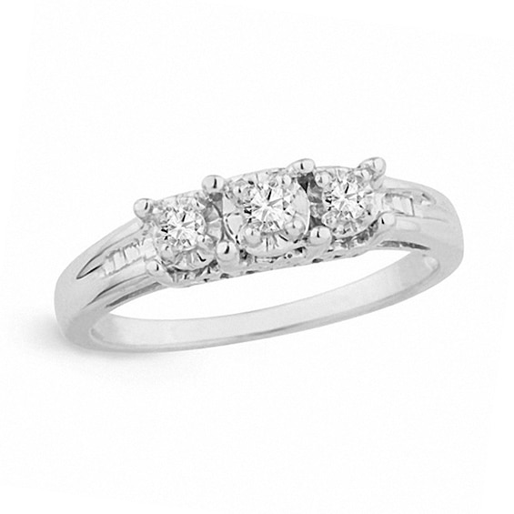 1/8 CT. T.w. Diamond Three Stone Ring in Sterling Silver