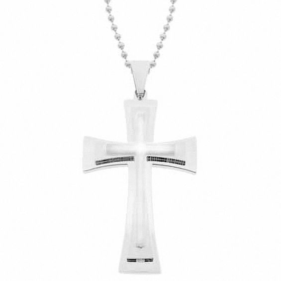 Men's Cross Pendant in Stainless Steel and Yellow IP - 24
