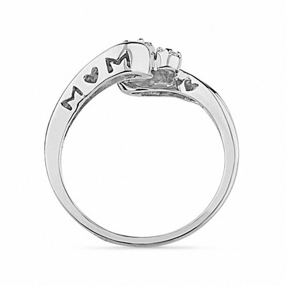 1/10 CT. T.W. Diamond Triple Cluster Mom Ring in Sterling Silver 1/10 CT. T.W. Diamond Triple Cluster Mom Ring in Sterling Silver