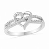 Thumbnail Image 0 of 1/8 CT. T.W. Diamond Heart Outline Split Shank Promise Ring in Sterling Silver