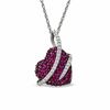 Thumbnail Image 1 of Lab-Created Ruby and White Sapphire Heart Pendant in Sterling Silver