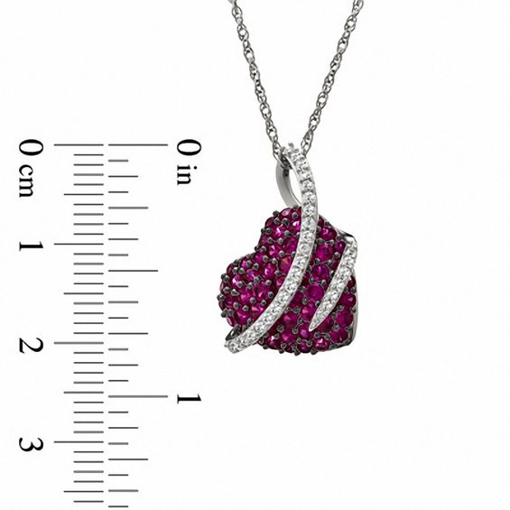 Lab-Created Ruby and White Sapphire Heart Pendant in Sterling Silver