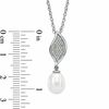 Thumbnail Image 1 of Honora 8.0 - 8.5mm Cultured Freshwater Pearl and Diamond Accent Leaf Pendant in Sterling Silver