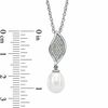 Thumbnail Image 2 of Honora 8.0-8.5mm Freshwater Cultured Pearl and Diamond Accent Leaf Pendant in Sterling Silver