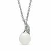 Thumbnail Image 1 of Honora 8.5-9.0mm Freshwater Cultured Pearl and Diamond Accent Swirl Pendant in Sterling Silver