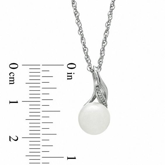 Honora 8.5-9.0mm Freshwater Cultured Pearl and Diamond Accent Swirl Pendant in Sterling Silver