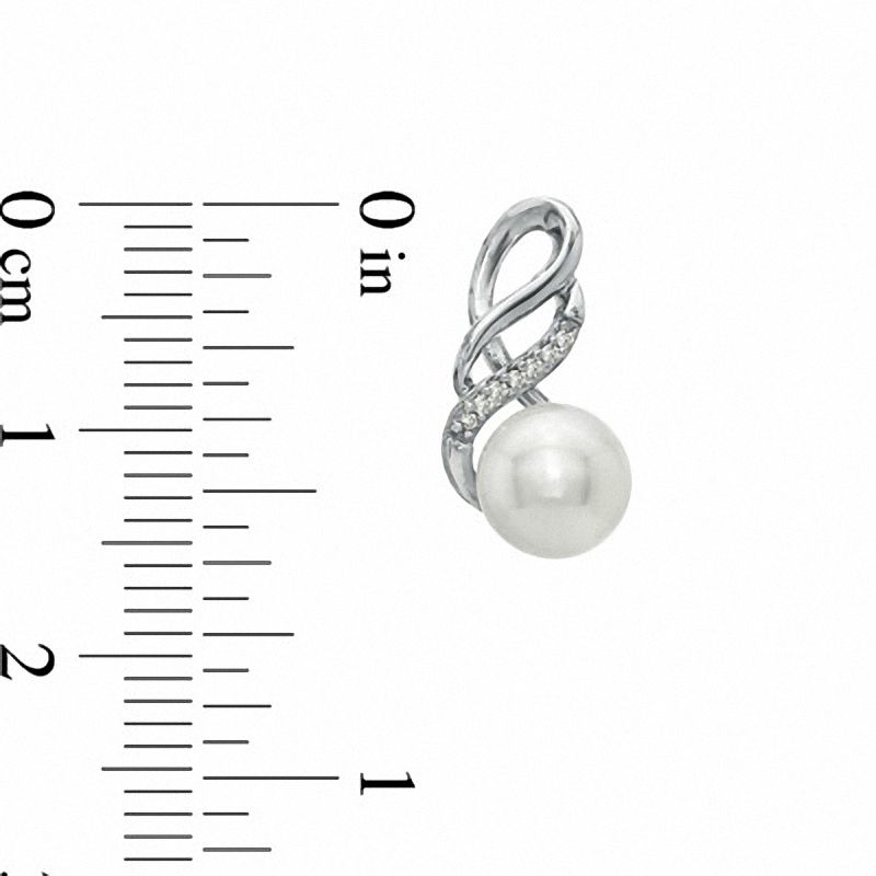 Main Image 2 of Honora 6.5-7.0mm Freshwater Cultured Pearl and Diamond Accent Swirl Earrings in Sterling Silver