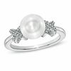 Thumbnail Image 1 of Honora 7.0-7.5mm Freshwater Cultured Pearl and Diamond Accent "X" Ring in Sterling Silver