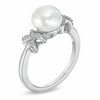 Thumbnail Image 2 of Honora 7.0-7.5mm Freshwater Cultured Pearl and Diamond Accent "X" Ring in Sterling Silver