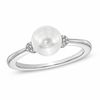Thumbnail Image 1 of Honora 7.5-8.0mm Freshwater Cultured Pearl and Diamond Accent Ring in Sterling Silver