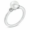 Thumbnail Image 2 of Honora 7.5-8.0mm Freshwater Cultured Pearl and Diamond Accent Ring in Sterling Silver