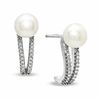 Thumbnail Image 1 of Honora 6.5-7.0mm Freshwater Cultured Pearl and 1/10 CT. T.W. Diamond Earrings in Sterling Silver