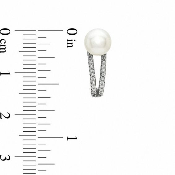 Honora 6.5-7.0mm Freshwater Cultured Pearl and 1/10 CT. T.w. Diamond Earrings in Sterling Silver