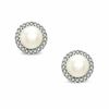 Thumbnail Image 1 of Honora 5.5-6.0mm Freshwater Cultured Pearl and 1/10 CT. T.W. Diamond Frame Earrings in Sterling Silver