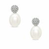 Thumbnail Image 0 of Honora 7.5 - 8.0mm Cultured Freshwater Pearl and Diamond Accent Drop Earrings in Sterling Silver
