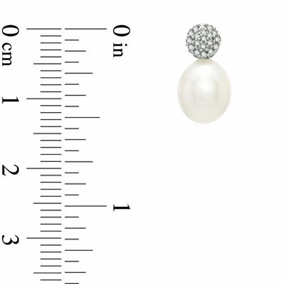 Honora 7.5-8.0mm Freshwater Cultured Pearl and Diamond Accent Drop Earrings in Sterling Silver
