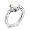 Thumbnail Image 2 of Honora 7.5-8.0mm Freshwater Cultured Pearl and Diamond Accent Frame Ring in Sterling Silver