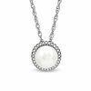 Thumbnail Image 0 of Honora 7.5 - 8.0mm Cultured Freshwater Pearl and Diamond Accent Frame Pendant in Sterling Silver
