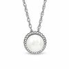 Thumbnail Image 1 of Honora 7.5-8.0mm Freshwater Cultured Pearl and Diamond Accent Frame Pendant in Sterling Silver