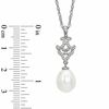 Thumbnail Image 1 of 9.0 - 9.5mm Cultured Freshwater Pearl and 1/10 CT. T.W. Diamond Chandelier Pendant in Sterling Silver