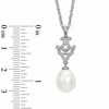 Thumbnail Image 2 of 9.0-9.5mm Freshwater Cultured Pearl and 1/10 CT. T.W. Diamond Chandelier Pendant in Sterling Silver