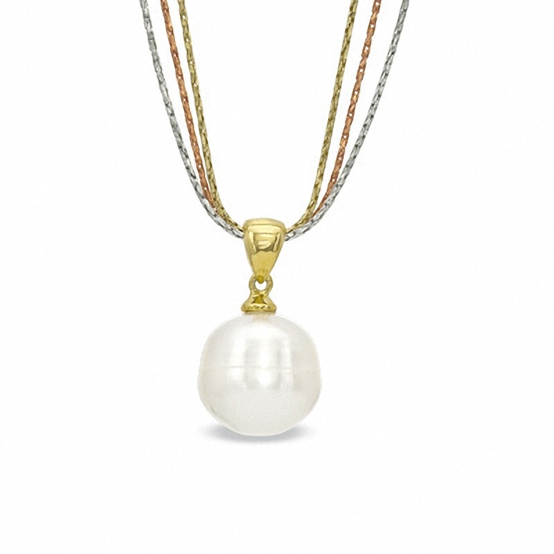 Main Image 1 of Honora 12.0-13.0mm Freshwater Cultured Pearl Pendant in Sterling Silver and 18K Gold Plate