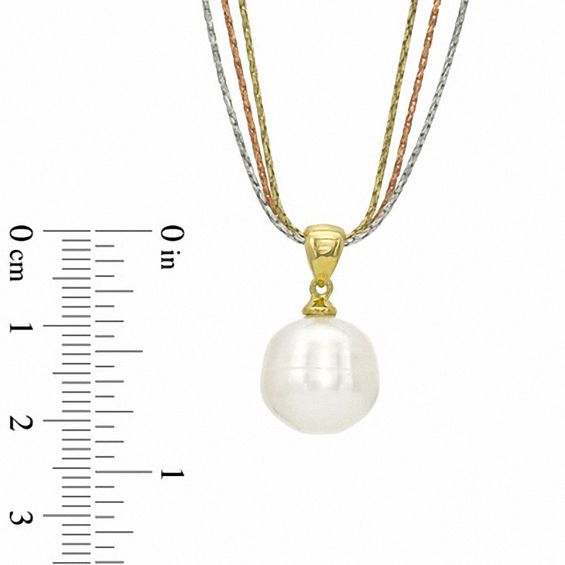 Honora 12.0-13.0mm Freshwater Cultured Pearl Pendant in Sterling Silver and 18K Gold Plate