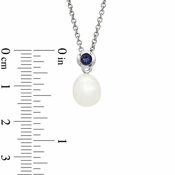 Honora 8.0 - 8.5mm Cultured Freshwater Pearl and Iolite Pendant and Earrings Set in Sterling Silver Honora 8.0 - 8.5mm Cultured Freshwater Pearl and Iolite Pendant and Earrings Set in Sterling Silver