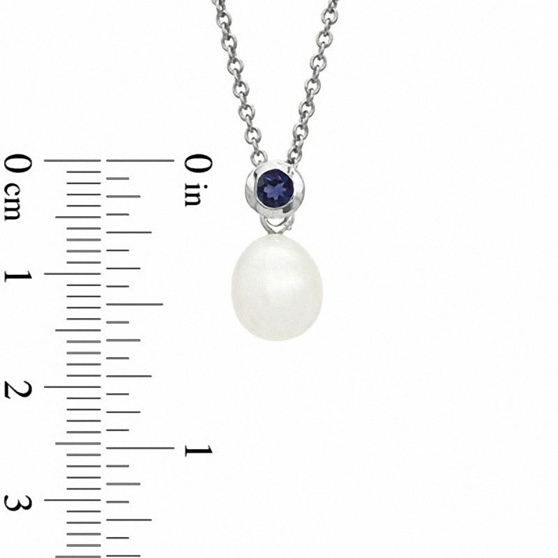 Main Image 2 of Honora 8.0-8.5mm Freshwater Cultured Pearl and Iolite Pendant and Earrings Set in Sterling Silver