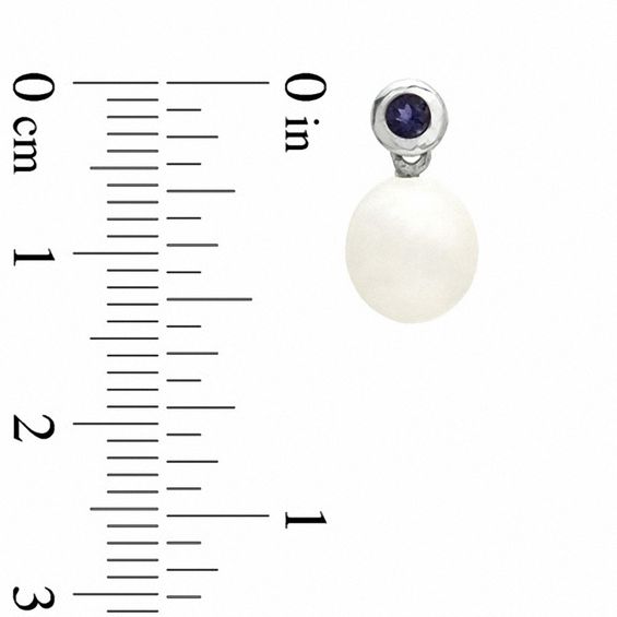 Honora 8.0-8.5mm Freshwater Cultured Pearl and Iolite Pendant and Earrings Set in Sterling Silver