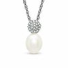 Thumbnail Image 1 of Honora 7.5-8.0mm Freshwater Cultured Pearl and Diamond Accent Pendant in Sterling Silver
