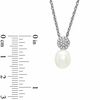 Thumbnail Image 2 of Honora 7.5-8.0mm Freshwater Cultured Pearl and Diamond Accent Pendant in Sterling Silver