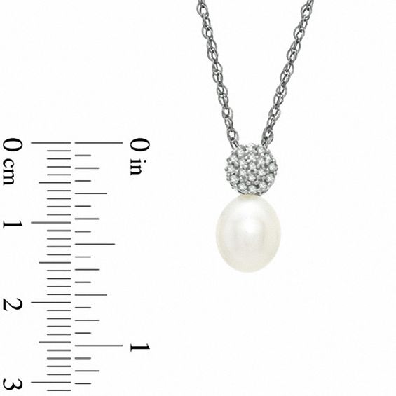 Honora 7.5-8.0mm Freshwater Cultured Pearl and Diamond Accent Pendant in Sterling Silver