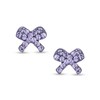 Thumbnail Image 1 of Child's Purple Crystal Bow Earrings in 14K Gold