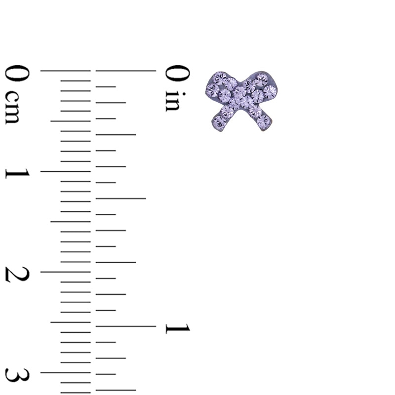 Main Image 2 of Child's Purple Crystal Bow Earrings in 14K Gold