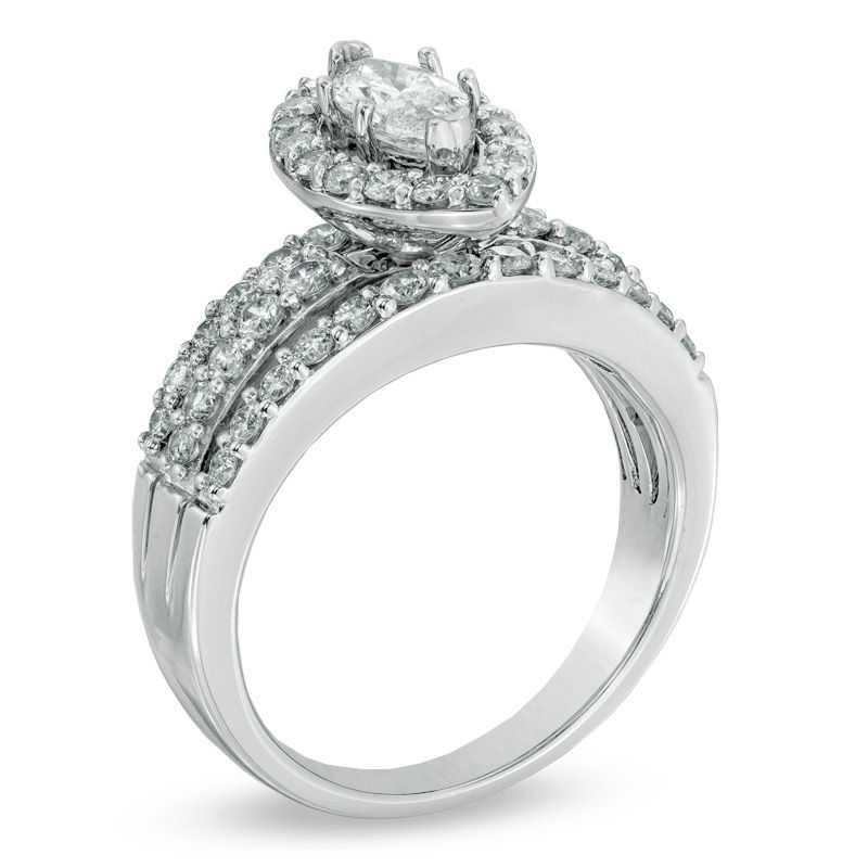 Main Image 2 of 1-1/2 CT. T.W. Marquise Diamond Frame Engagement Ring in 14K White Gold