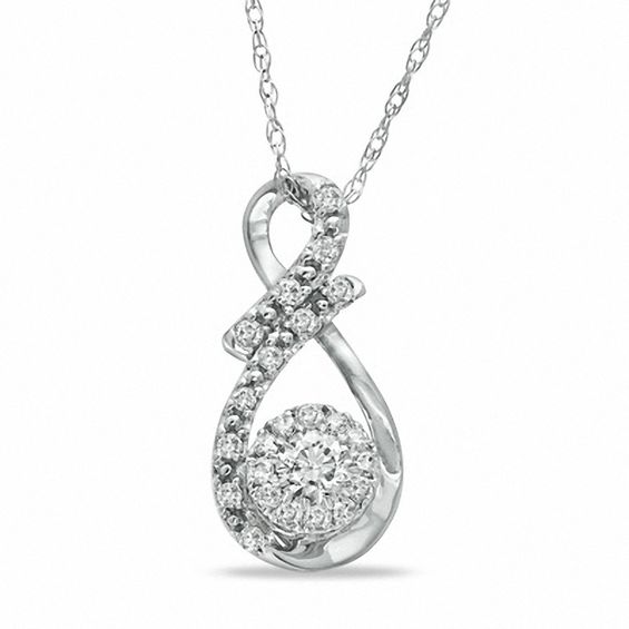 1/4 CT. T.w. Composite Diamond Infinity Loop Pendant in 10K White Gold