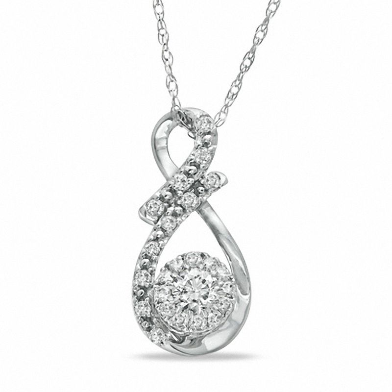 Main Image 1 of 1/4 CT. T.W. Composite Diamond Infinity Loop Pendant in 10K White Gold