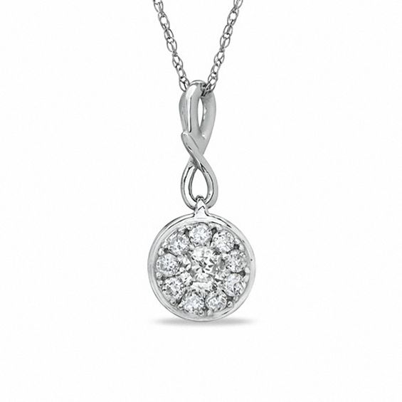 1/3 CT. T.w. Composite Diamond Infinity Drop Pendant in 10K White Gold