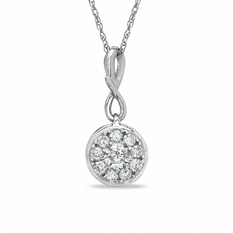 Main Image 1 of 1/3 CT. T.W. Composite Diamond Infinity Drop Pendant in 10K White Gold