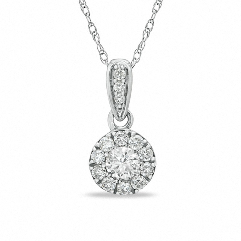 Main Image 1 of 1/3 CT. T.W. Composite Diamond Drop Pendant in 10K White Gold