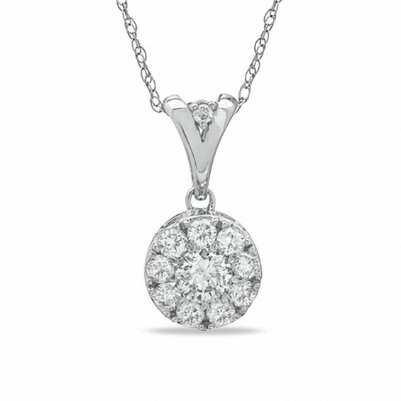 1/2 CT. T.w. Composite Diamond Drop Pendant in 10K White Gold