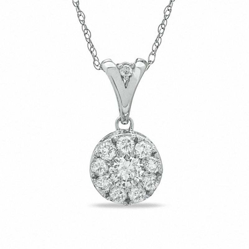 Main Image 1 of 1/2 CT. T.W. Composite Diamond Drop Pendant in 10K White Gold