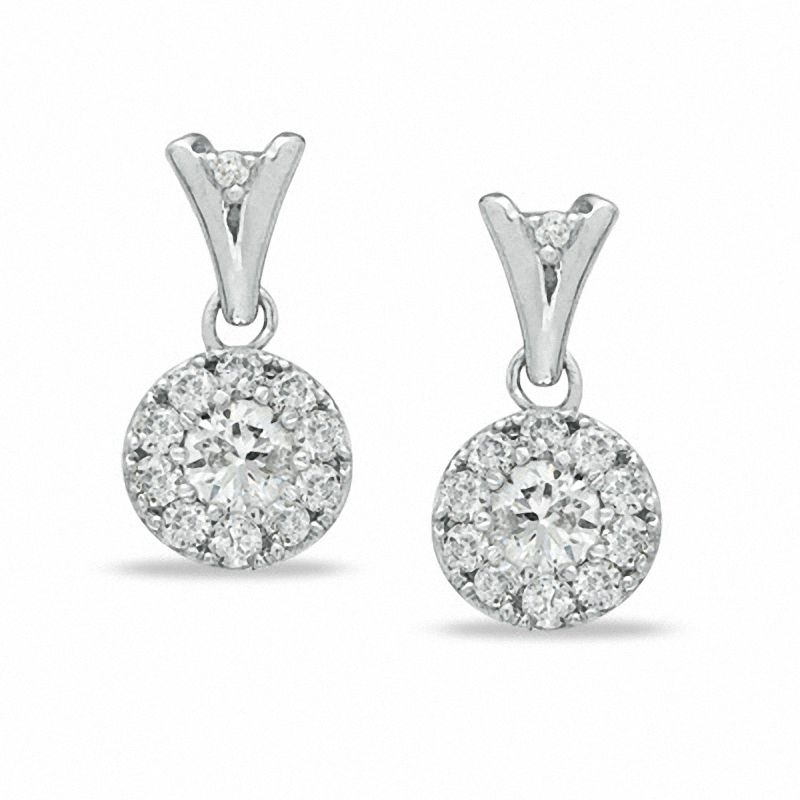 Main Image 1 of 1/2 CT. T.W. Composite Diamond Drop Earrings in 10K White Gold
