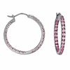 Thumbnail Image 1 of Lab-Created Pink Sapphire Inside-Out Hoop Earrings in Sterling Silver