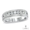Thumbnail Image 1 of Vera Wang Men's 1/2 CT. T.W. Diamond Milgrain Wedding Band in 14K White Gold